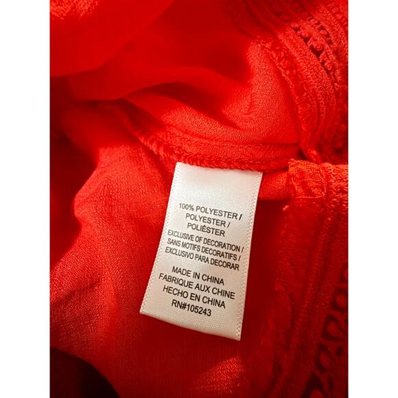 Bobeau Ruffle Blouse Size 2X.
Red with eyelet and ruffle accents - Picture 9 of 12